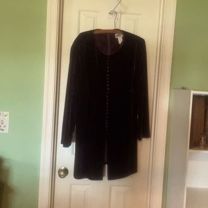 Button down the front purple velvet shirt.